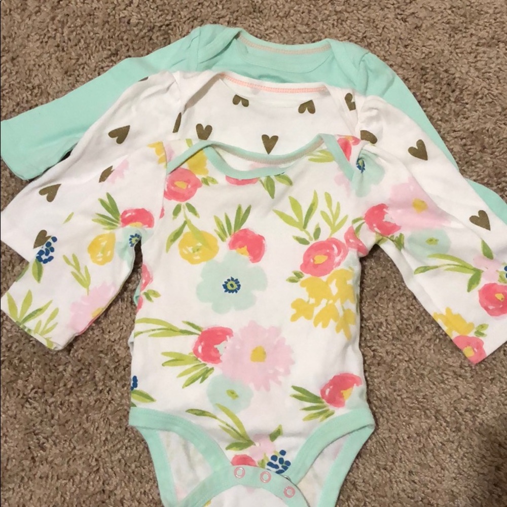 Cloud Island 0-3 month onesie bundle 1